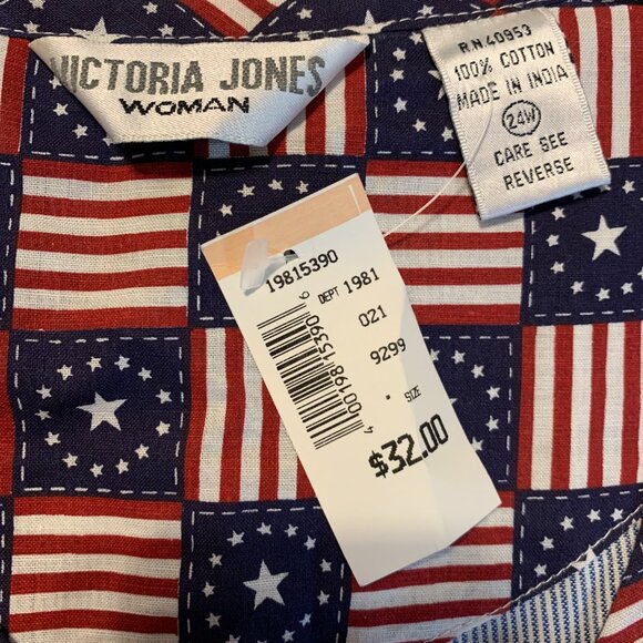Victoria Jones Woman Denim Striped Blouse, Size 24W, NWT - Picture 1 of 3